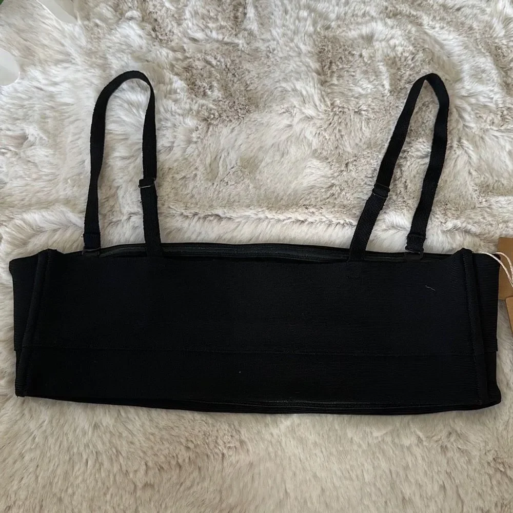 SKIMS Knit Swim Bandeau Top Onyx Size M
